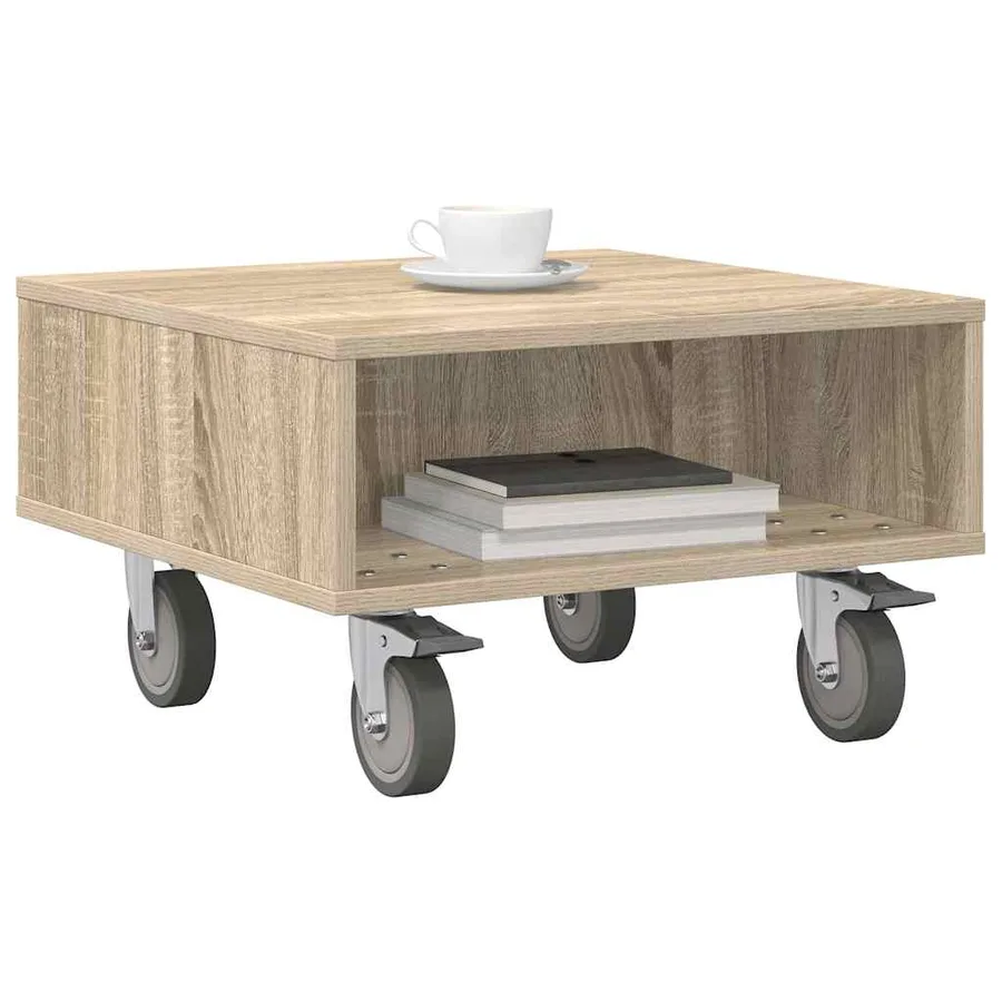 Table d'appoint avec roues Chêne Sonoma 50,5 x 50 x 30 cm - 3