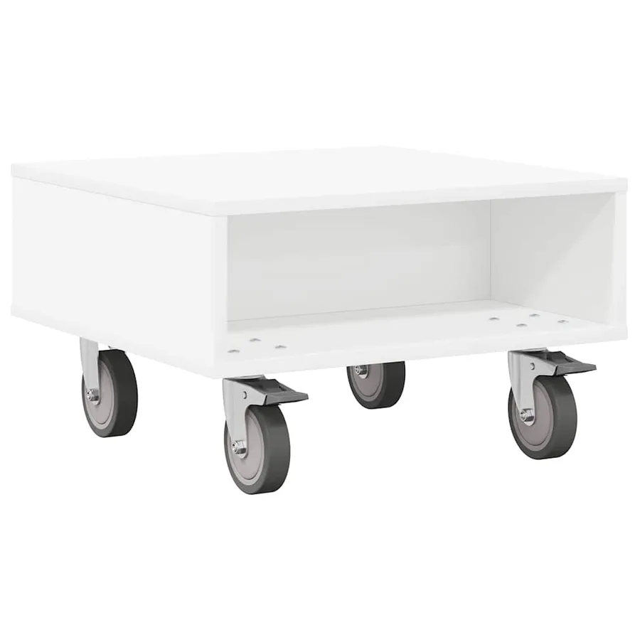 Table d'appoint avec roues Blanc 50,5 x 50 x 30 cm - 2