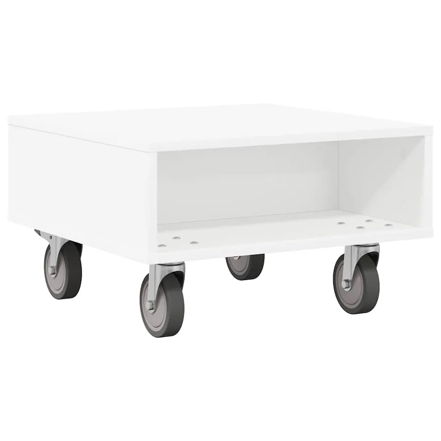 Table d'appoint avec roues Blanc 50,5 x 50 x 30 cm - 7
