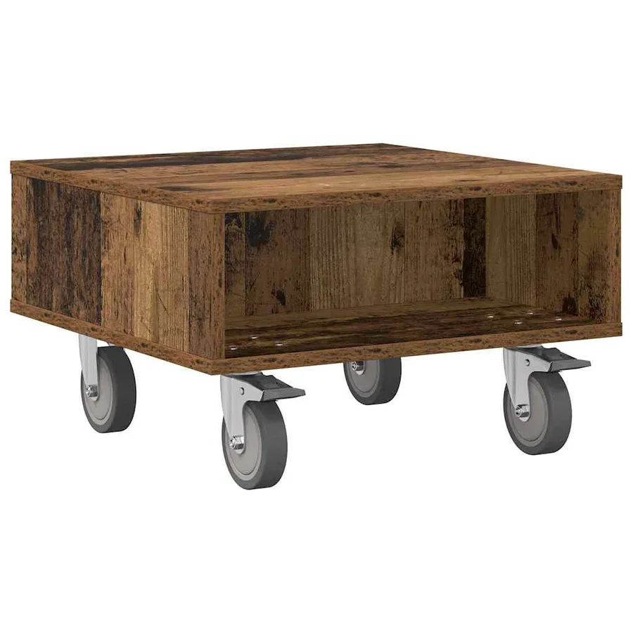 Table d'appoint avec roues Bois ancien 50,5 x 50 x 30 cm - 2