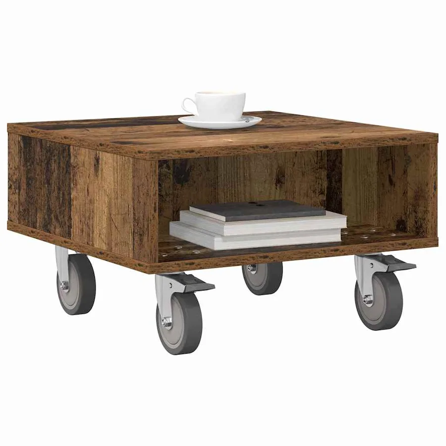 Table d'appoint avec roues Bois ancien 50,5 x 50 x 30 cm - 3
