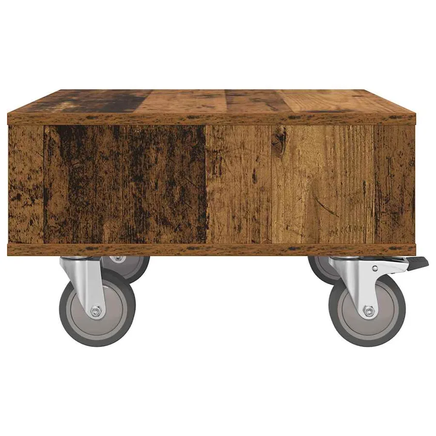 Table d'appoint avec roues Bois ancien 50,5 x 50 x 30 cm - 6