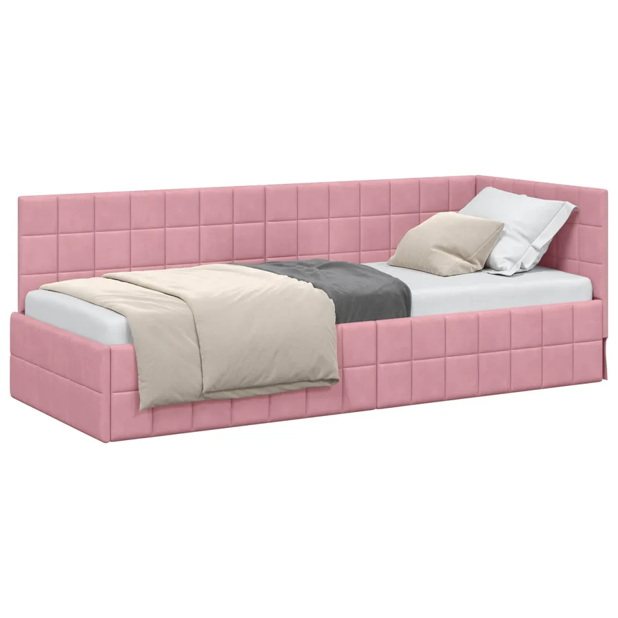 Cadre de lit d'angle Rose 80 cm x 200 cm Velours - 2