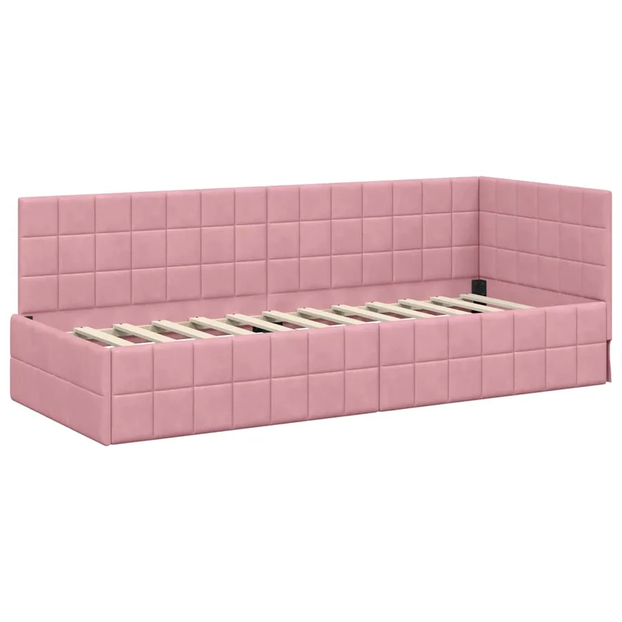 Cadre de lit d'angle Rose 80 cm x 200 cm Velours - 4
