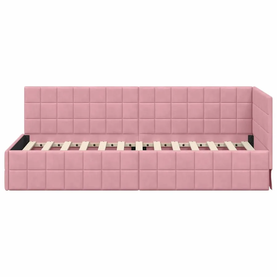 Cadre de lit d'angle Rose 80 cm x 200 cm Velours - 5