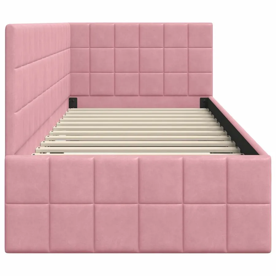 Cadre de lit d'angle Rose 80 cm x 200 cm Velours - 6