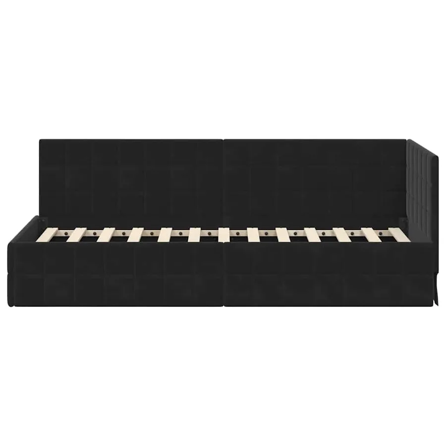 Cadre de lit d'angle Noir 80 cm x 200 cm Velours - 5