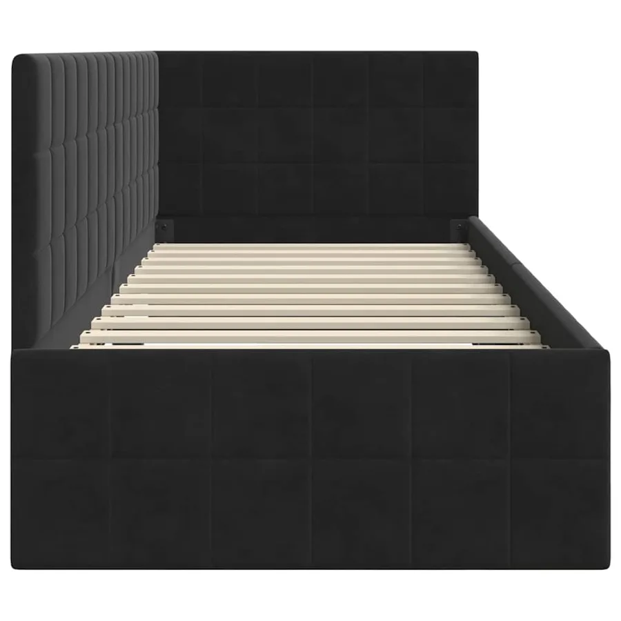 Cadre de lit d'angle Noir 80 cm x 200 cm Velours - 6