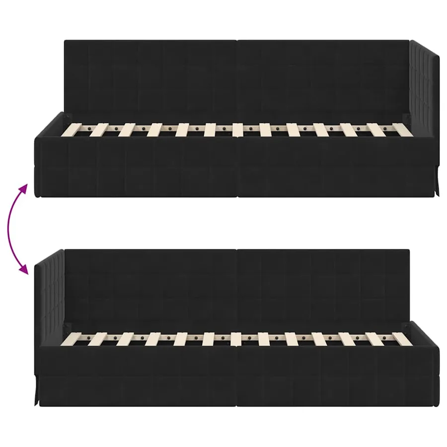Cadre de lit d'angle Noir 80 cm x 200 cm Velours - 9