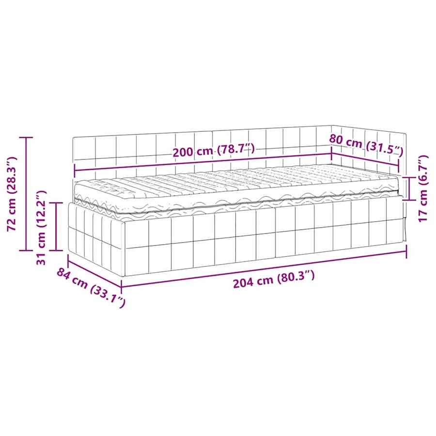 Cadre de lit d'angle avec matelas 2 pcs Vert Velours - 14