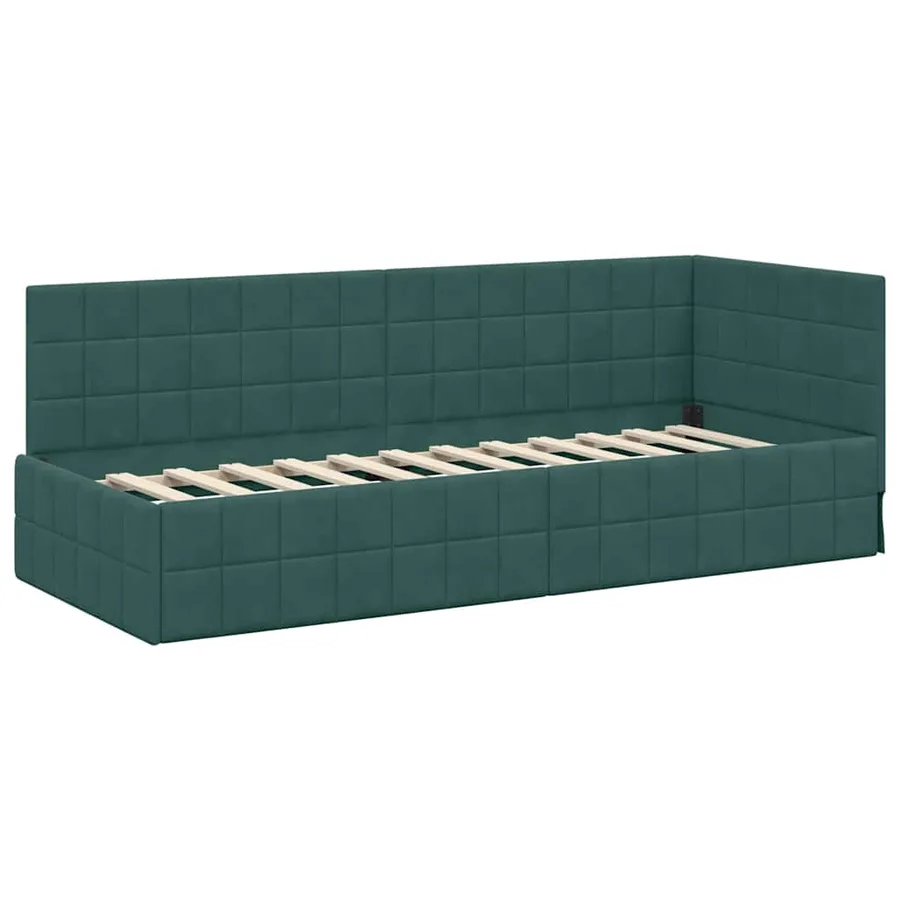 Cadre de lit d'angle avec matelas 2 pcs Vert Velours - 6