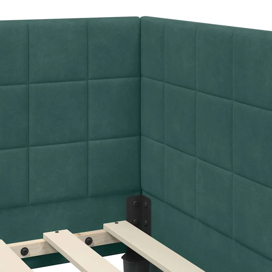 Cadre de lit d'angle avec matelas 2 pcs Vert Velours - 8