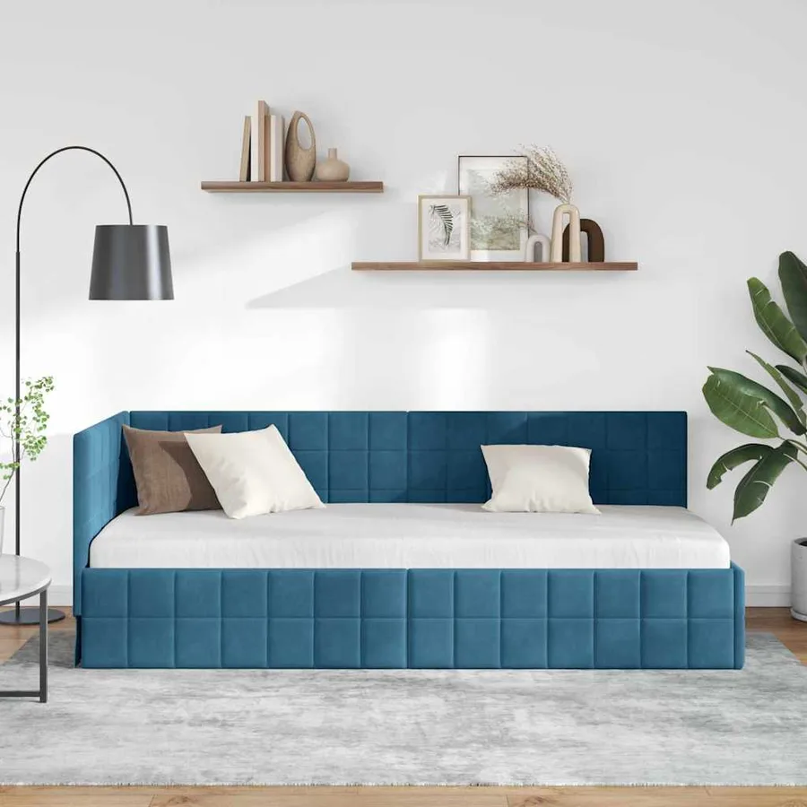 Cadre de lit d'angle Bleu 80 cm x 200 cm Velours - 3