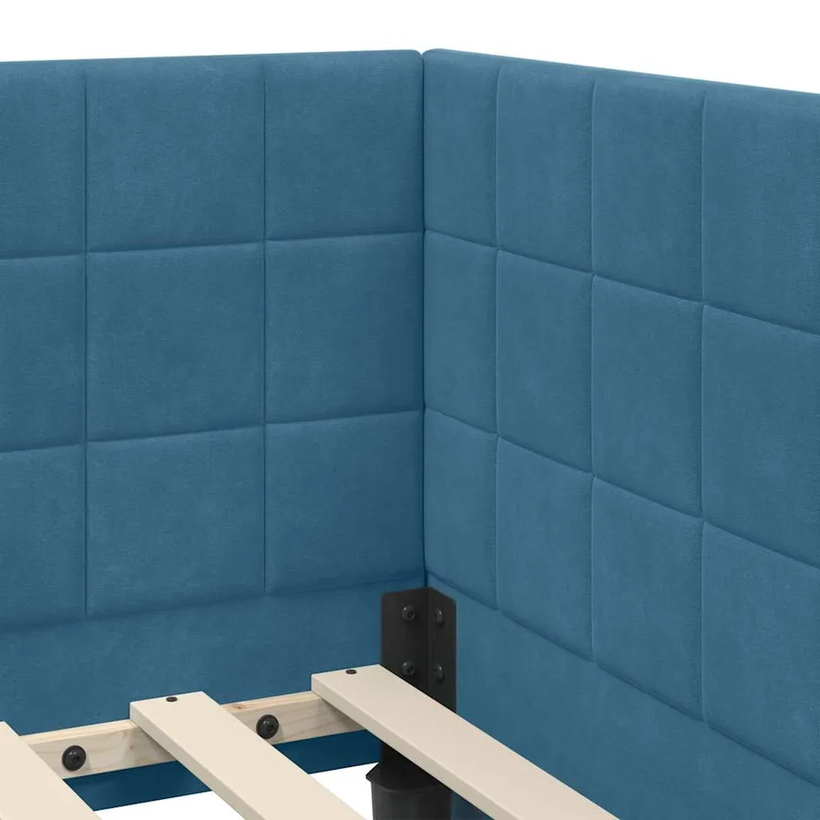 Cadre de lit d'angle avec matelas 2 pcs Bleu Velours - 8