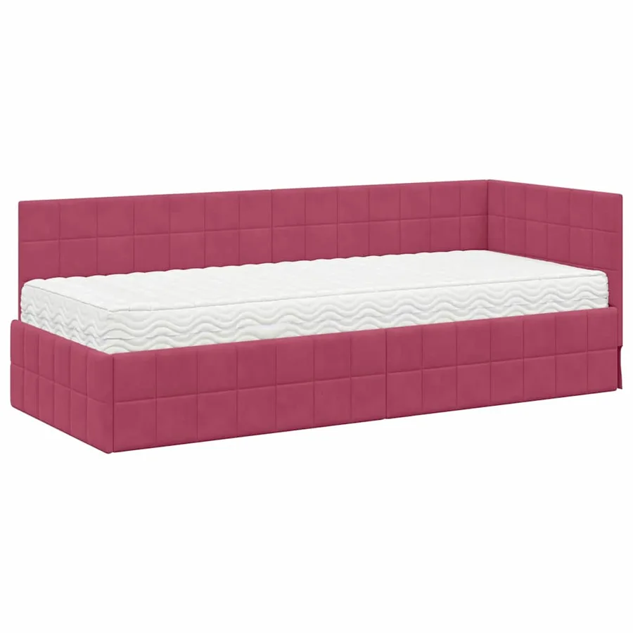 Cadre de lit d'angle avec matelas 2 pcs Vert Velours - 4