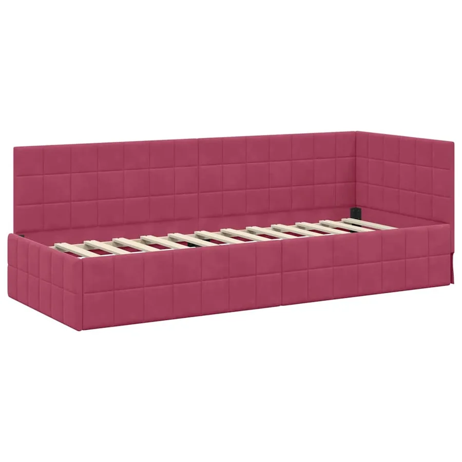 Cadre de lit d'angle avec matelas 2 pcs Vert Velours - 6