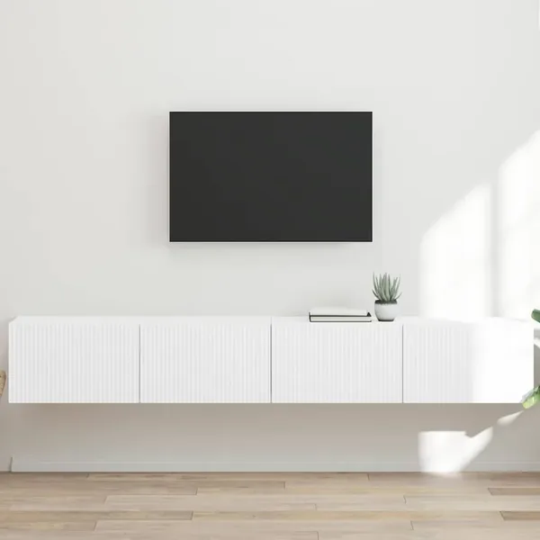 Meuble TV mural 2 pcs Blanc 98 x 31 x 29,5 cm Bois d'ingénierie