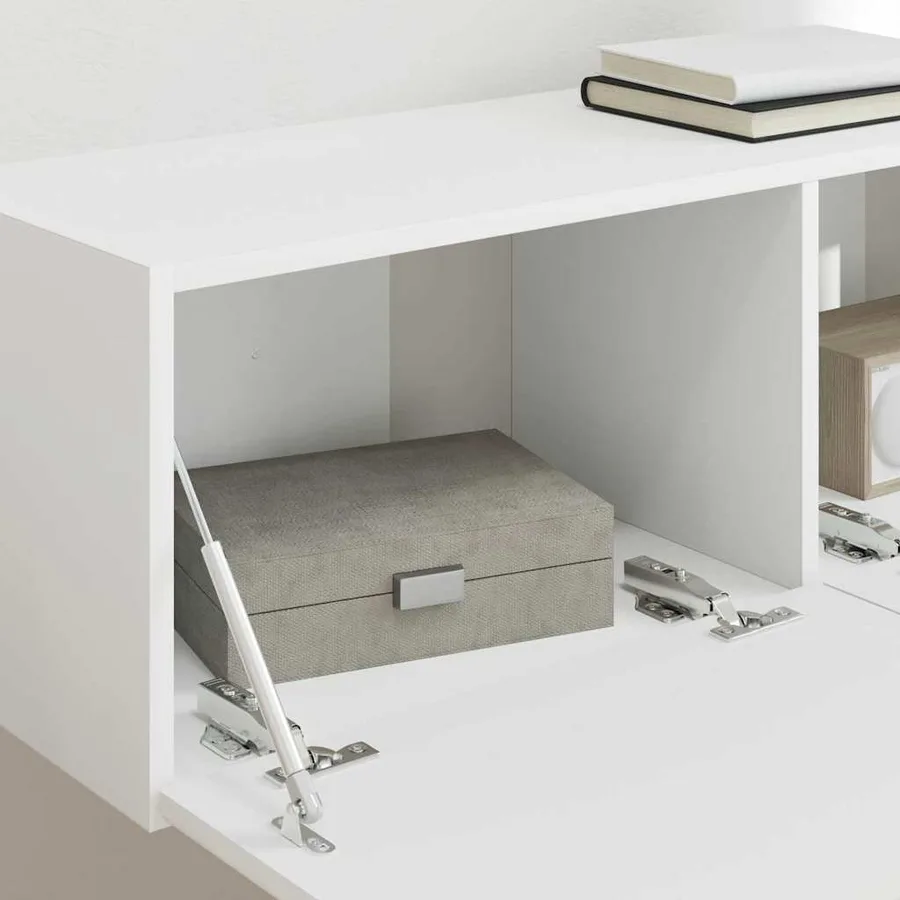 Meuble TV mural 2 pcs Blanc 98 x 31 x 29,5 cm Bois d'ingénierie - 4