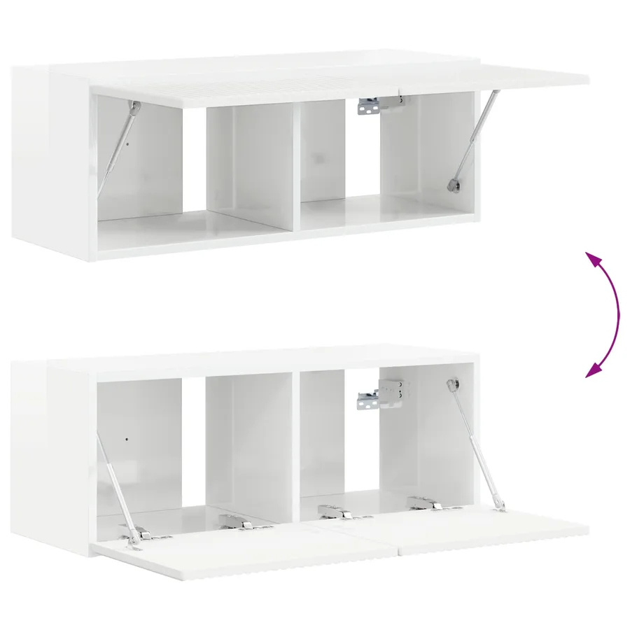 Meuble TV 8 pcs Blanc brillant - 12
