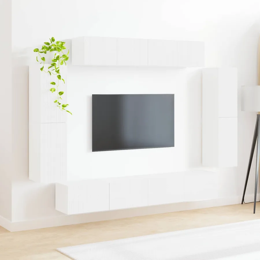 Meuble TV 8 pcs Blanc brillant - 4