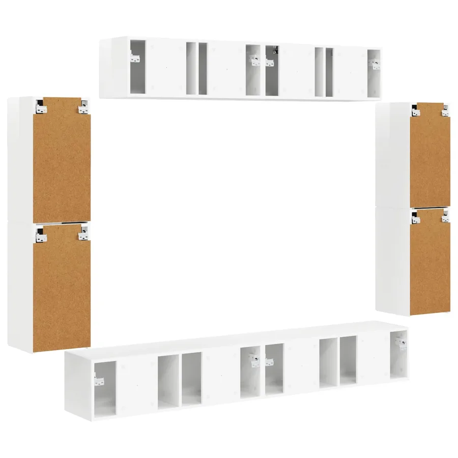 Meuble TV 8 pcs Blanc brillant - 9