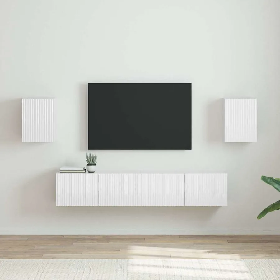 Meuble TV mural 2 pcs Blanc Brillant 30 x 31 x 40 cm