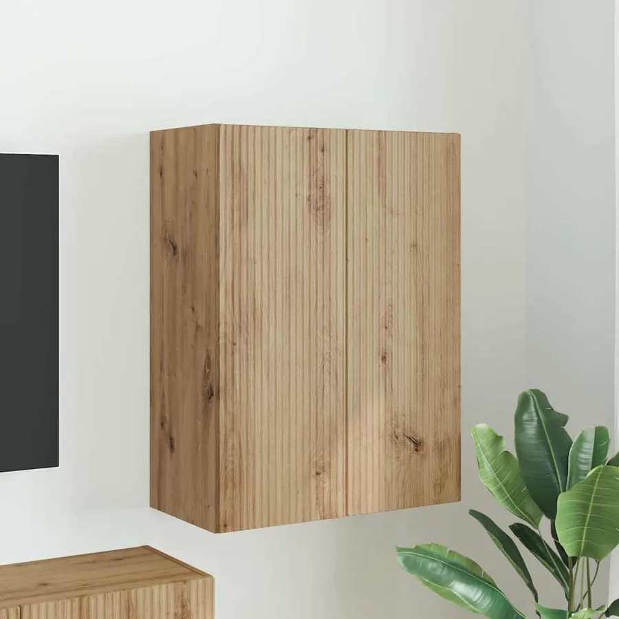 Meuble TV mural Blanc 59,5 x 31 x 60 cm Bois d'ingénierie