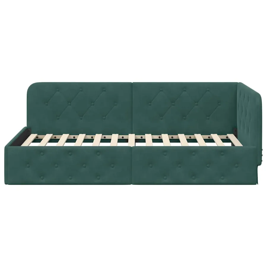 Cadre de lit d'angle Vert foncé 100 x 200 cm Velours - 5