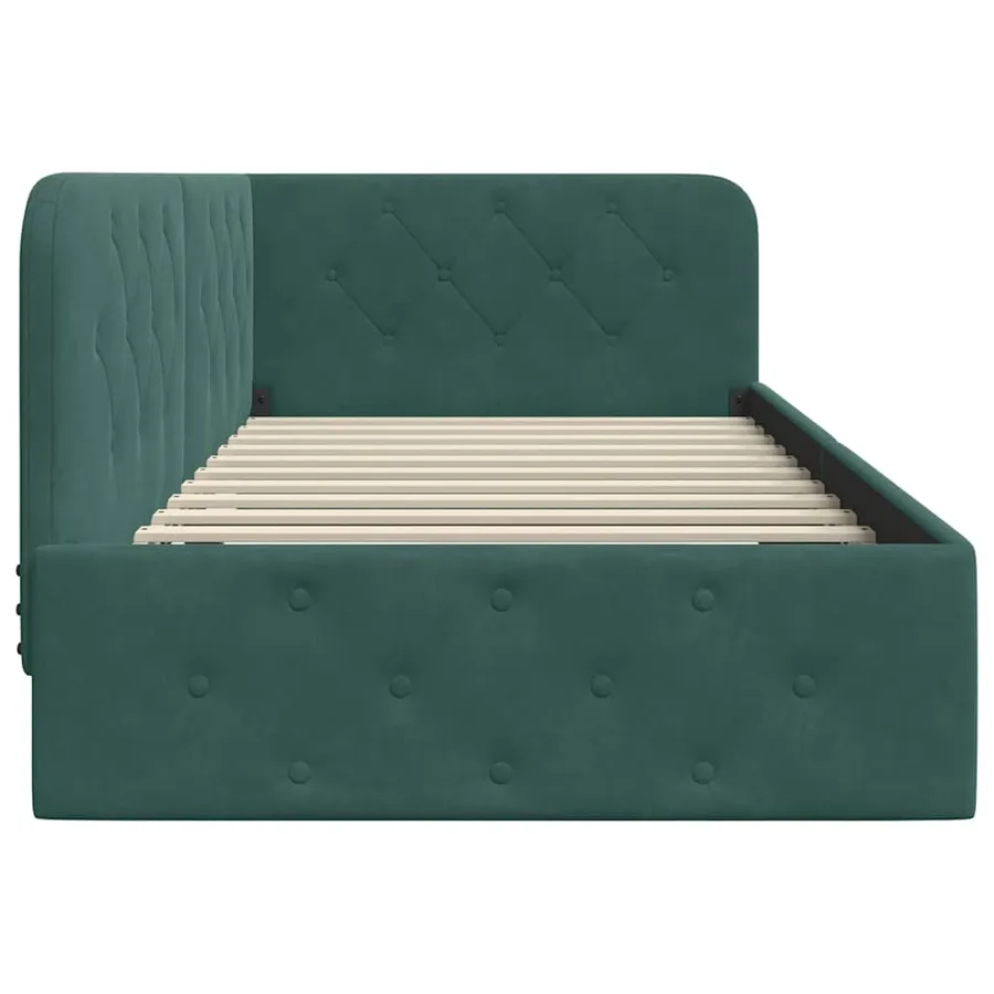 Cadre de lit d'angle Vert foncé 100 x 200 cm Velours - 6