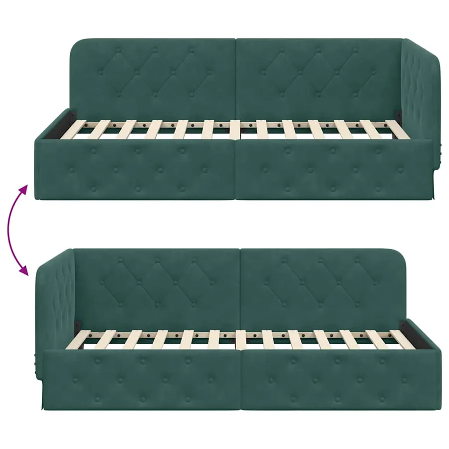 Cadre de lit d'angle Vert foncé 100 x 200 cm Velours - 9