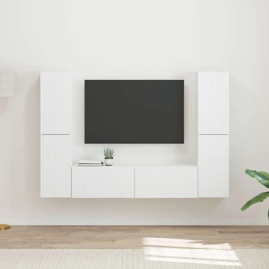 Ensemble meuble TV 6 pcs Blanc Bois d'ingénierie