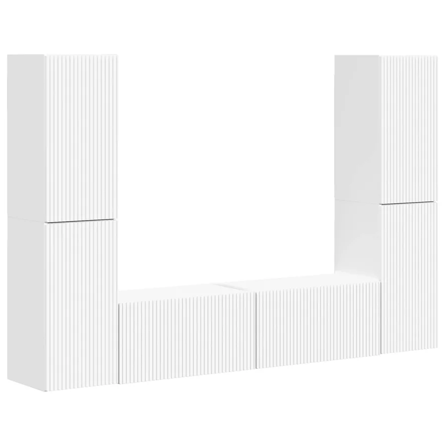 Ensemble meuble TV 6 pcs Blanc Bois d'ingénierie - 2