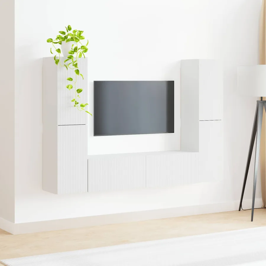 Ensemble meuble TV 6 pcs Blanc Bois d'ingénierie - 4