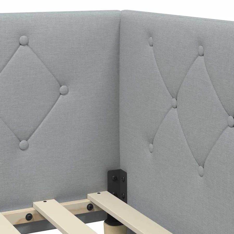 Cadre de lit d'angle Gris clair 90 x 190 cm tissu - 10
