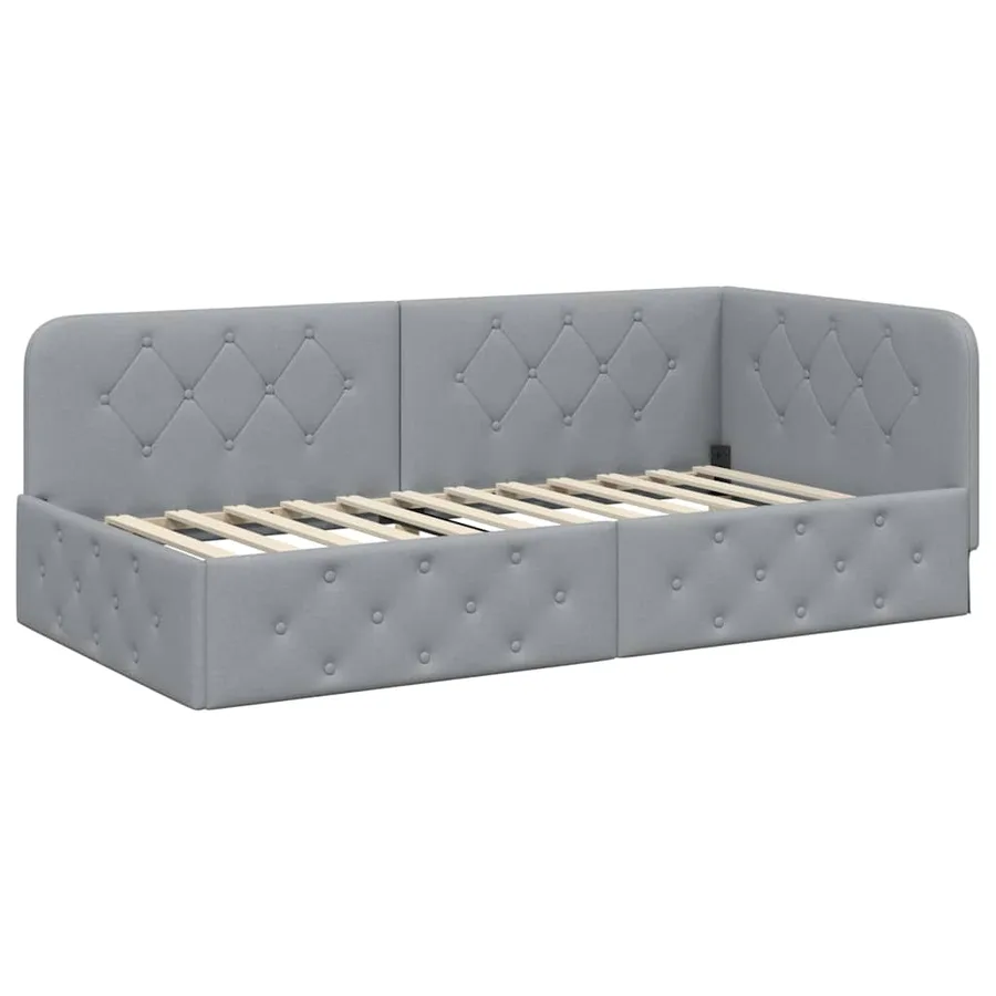 Cadre de lit d'angle Gris clair 90 x 190 cm tissu - 6