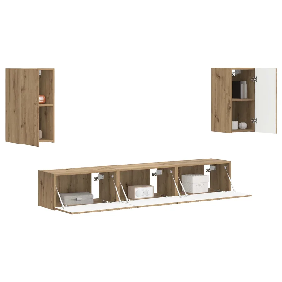 Ensemble meuble TV 5 pcs Chêne artisanal Bois d'ingénierie - 3
