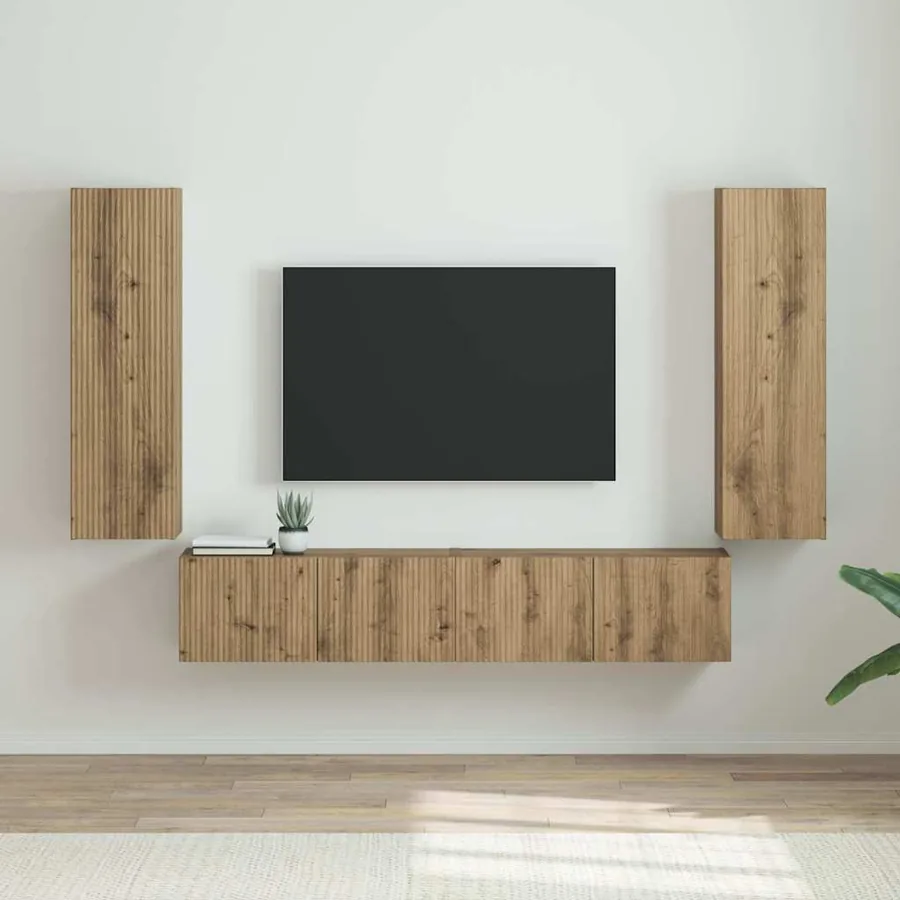 Meuble TV mural 2 pcs Chêne artisan Bois d'ingénierie