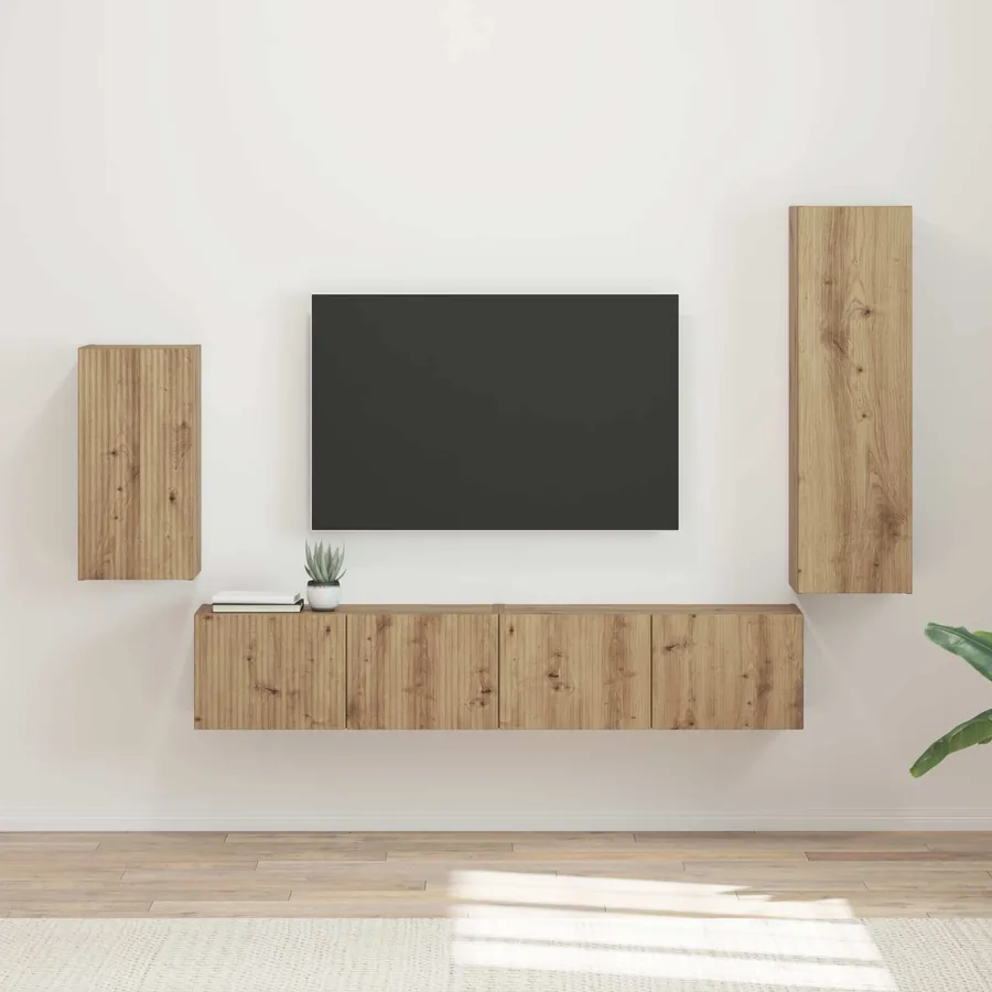 Ensemble meuble TV 4 pcs Chêne artisanal Bois d'ingénierie