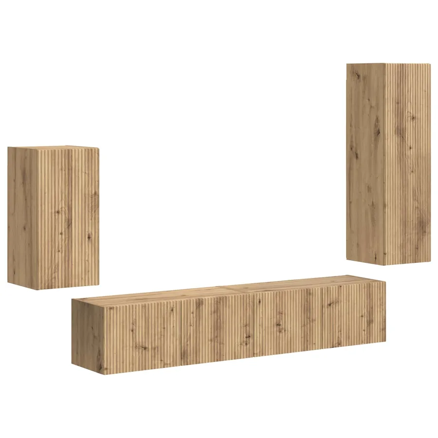Ensemble meuble TV 4 pcs Chêne artisanal Bois d'ingénierie - 2