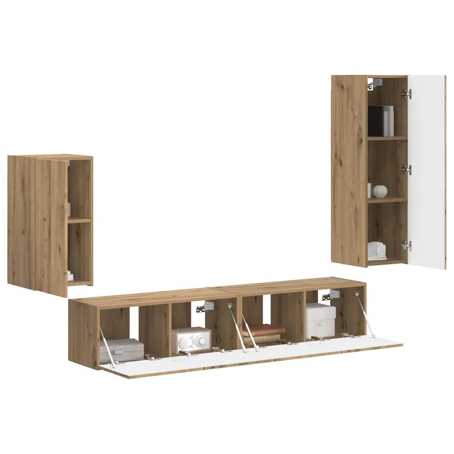 Ensemble meuble TV 4 pcs Chêne artisanal Bois d'ingénierie - 3