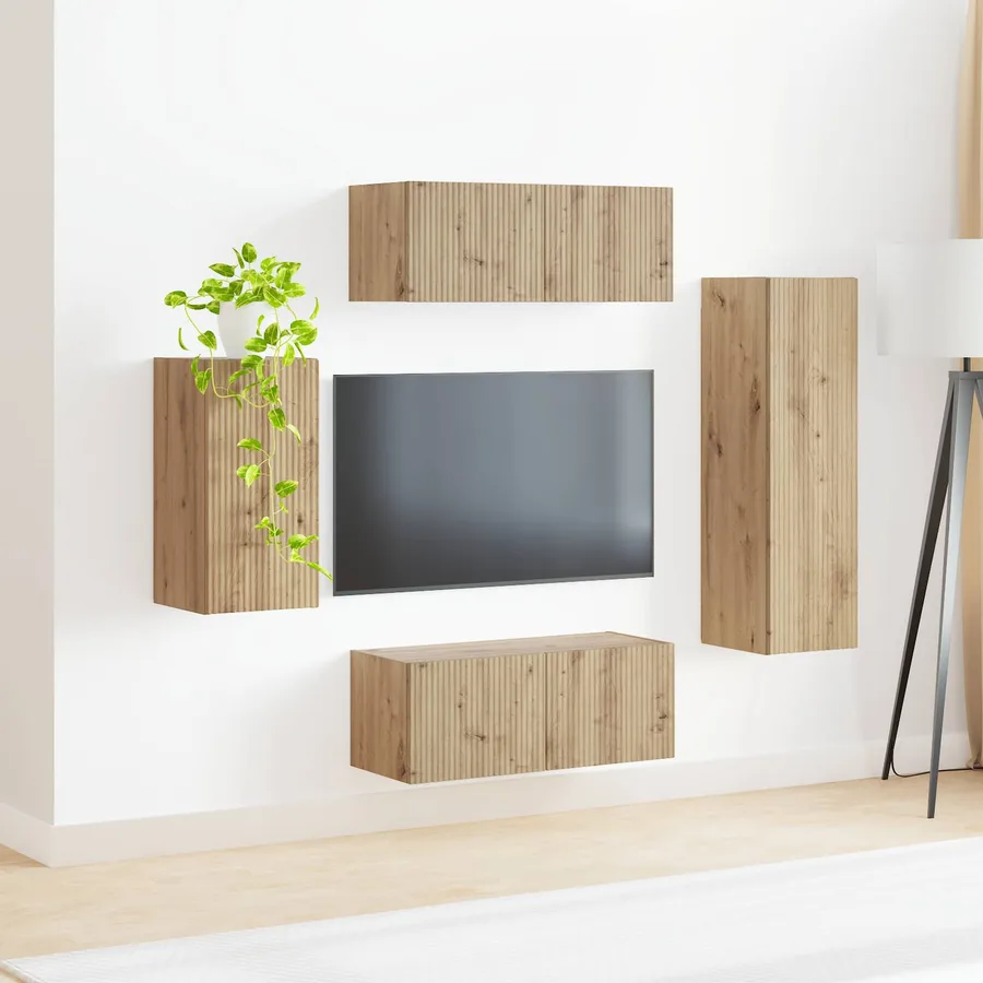 Ensemble meuble TV 4 pcs Chêne artisanal Bois d'ingénierie - 4