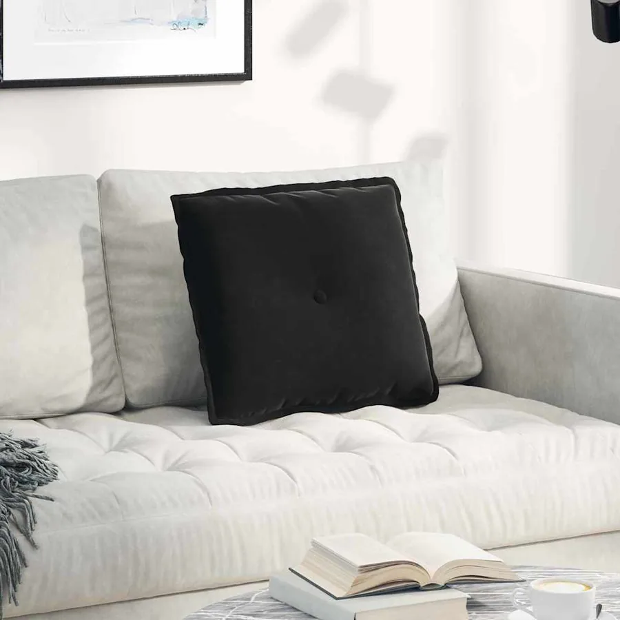 Coussin de Dos Noir 50 x 45 cm Tissu en velours côtelé