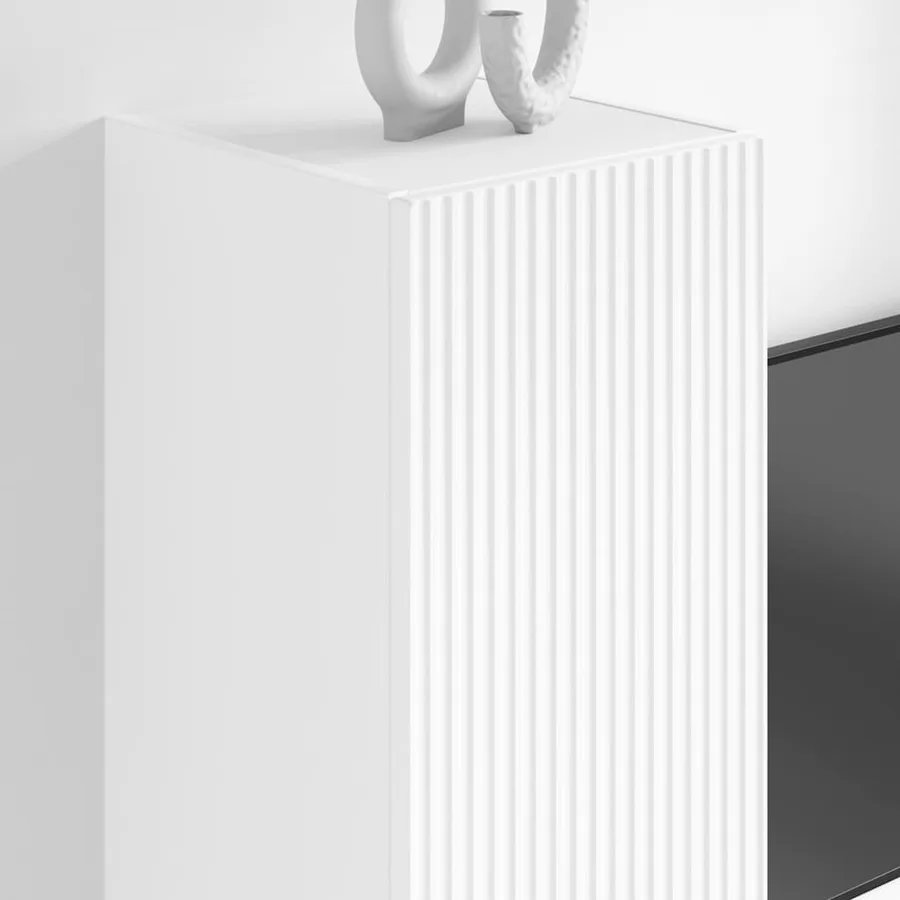 Meuble TV mural Blanc 30 x 31 x 100 cm Bois d'ingénierie - 4