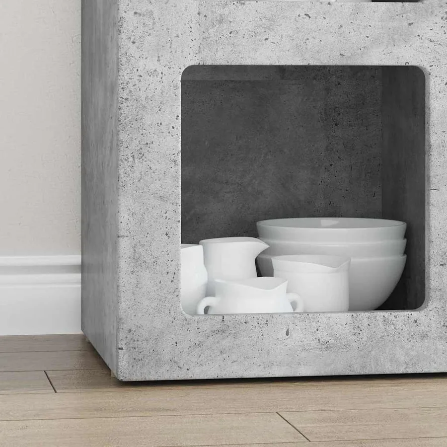 Buffet ELST Gris béton 59 x 35 x 80,5 cm Bois d'ingénierie - 5