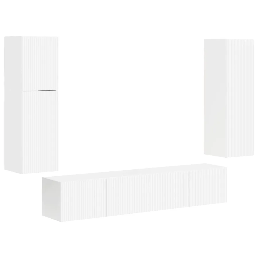 Ensemble meuble TV 4 pcs Blanc brillant Bois d'ingénierie - 2