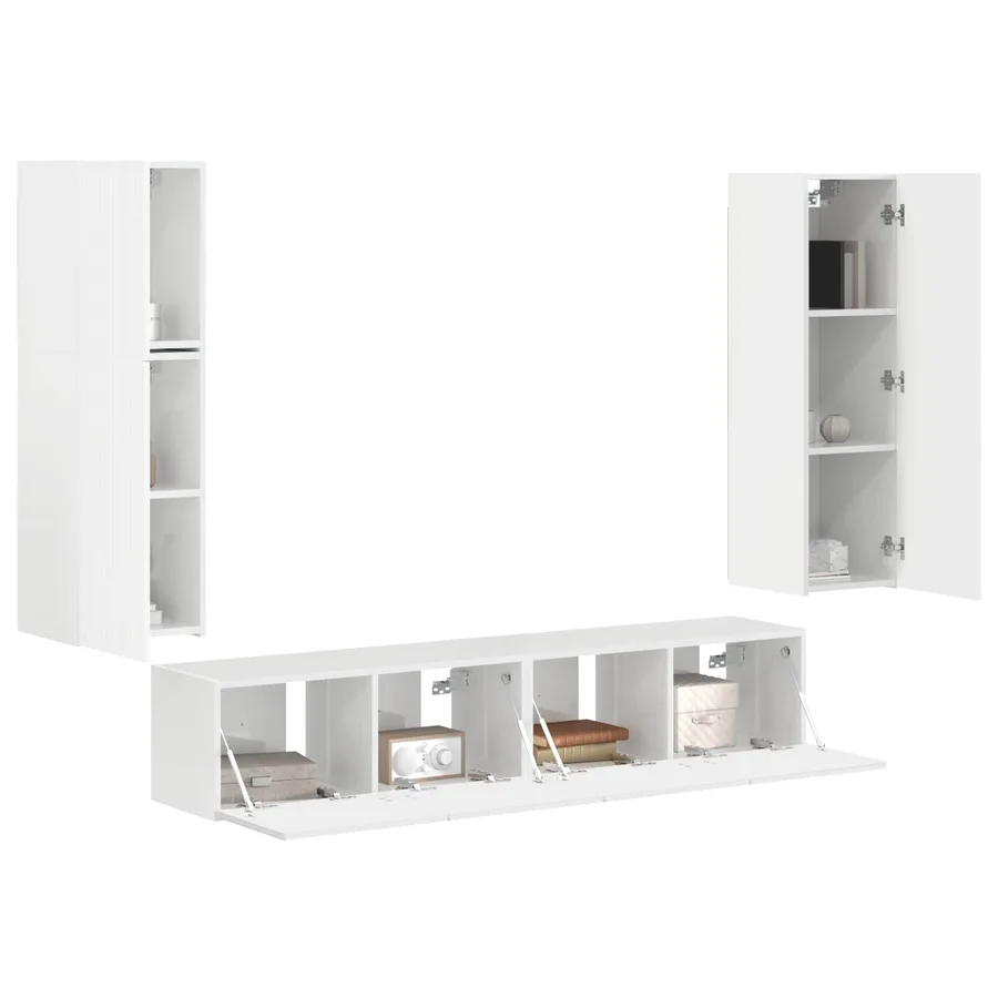 Ensemble meuble TV 4 pcs Blanc brillant Bois d'ingénierie - 3