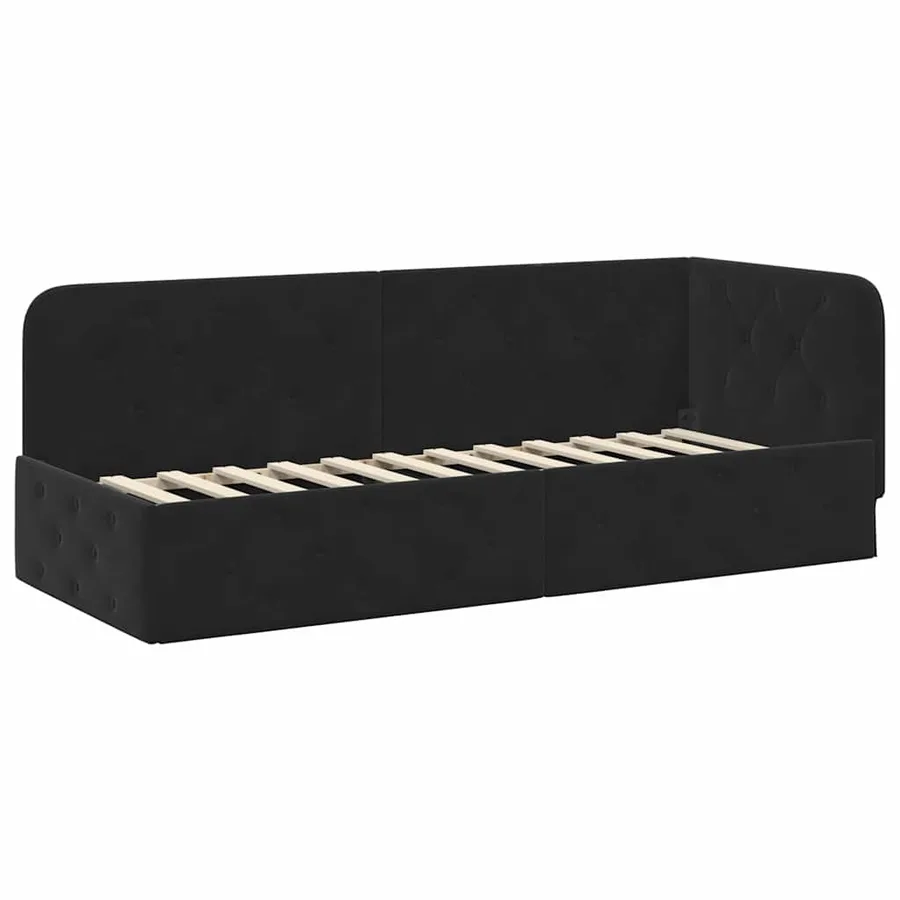 Cadre de lit d'angle Noir 80 x 200 cm Velours - 2