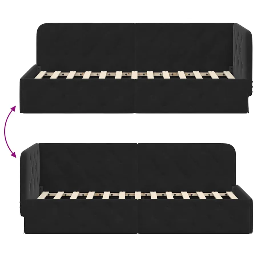 Cadre de lit d'angle Noir 80 x 200 cm Velours - 9