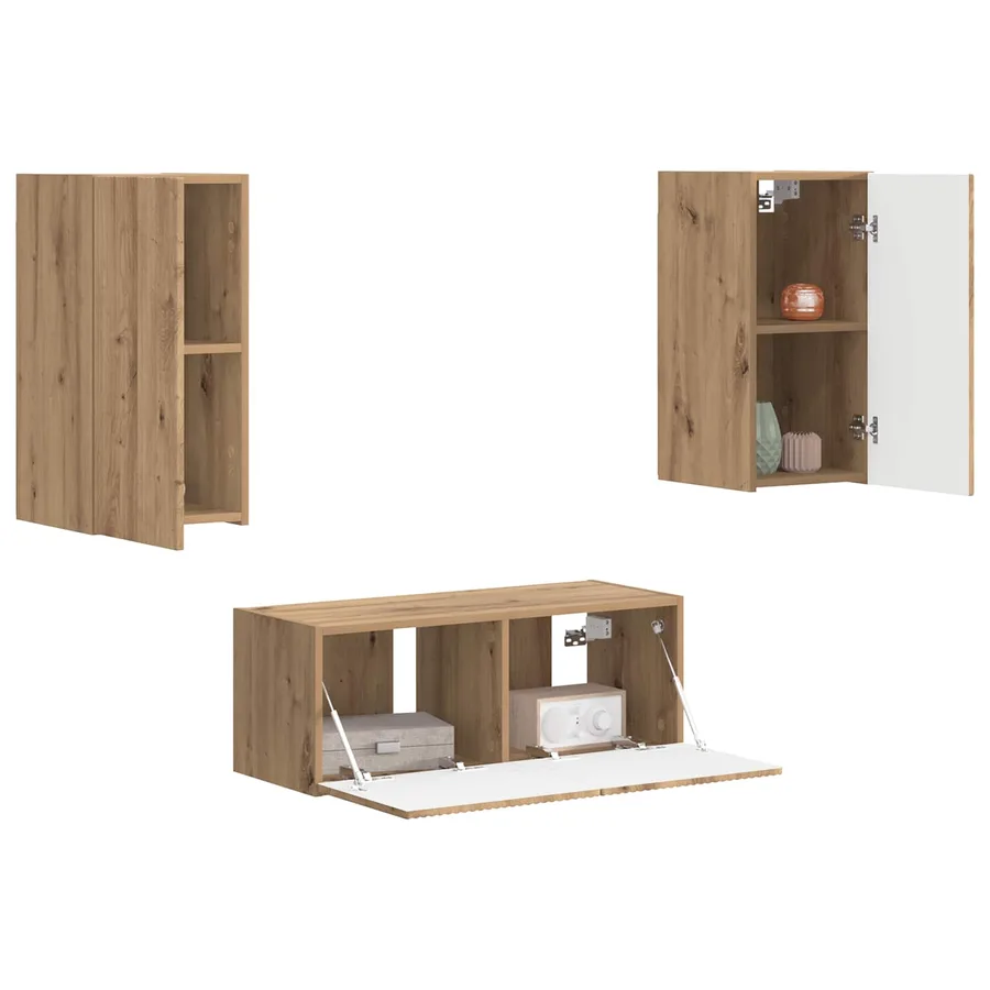 Ensemble meuble TV 2 pcs Chêne artisanal Bois d'ingénierie - 3