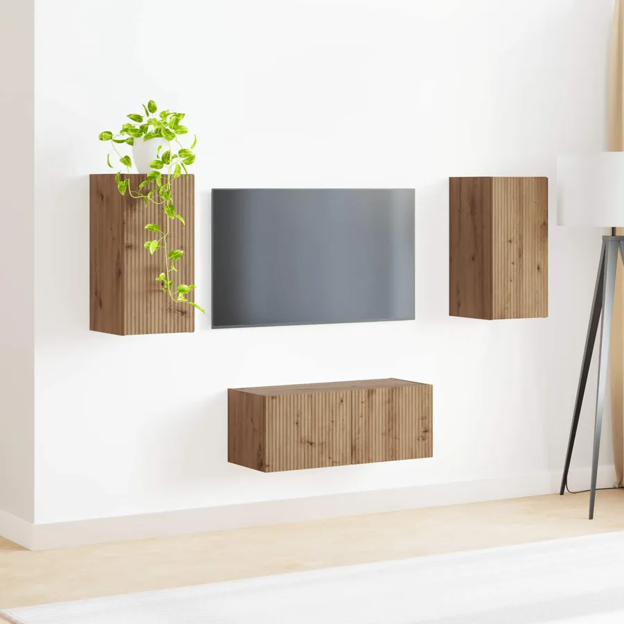 Ensemble meuble TV 2 pcs Chêne artisanal Bois d'ingénierie - 4